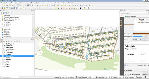 Проект в QGIS для инженерной службы ТСН «Зеленая Усадьба»