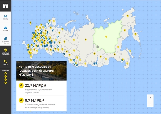 В состав Единого дорожного графа «RUMAP» добавлена информация о трассах, оборудованных системой «Платон»