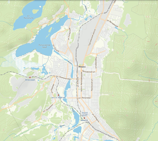 город Миасс на геопортале