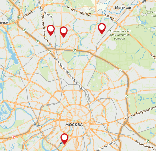 Геокодированные обьекты на геопортале RuMap